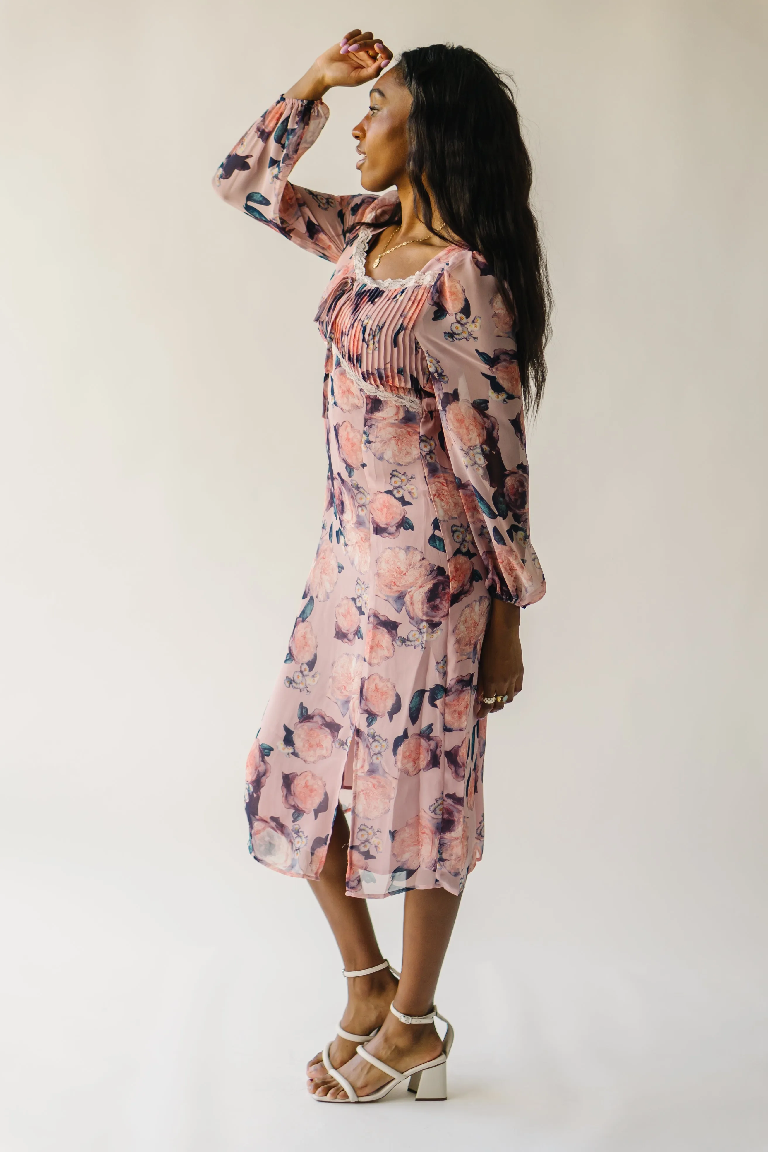 The Vienna Floral Patterned Dress in Rose