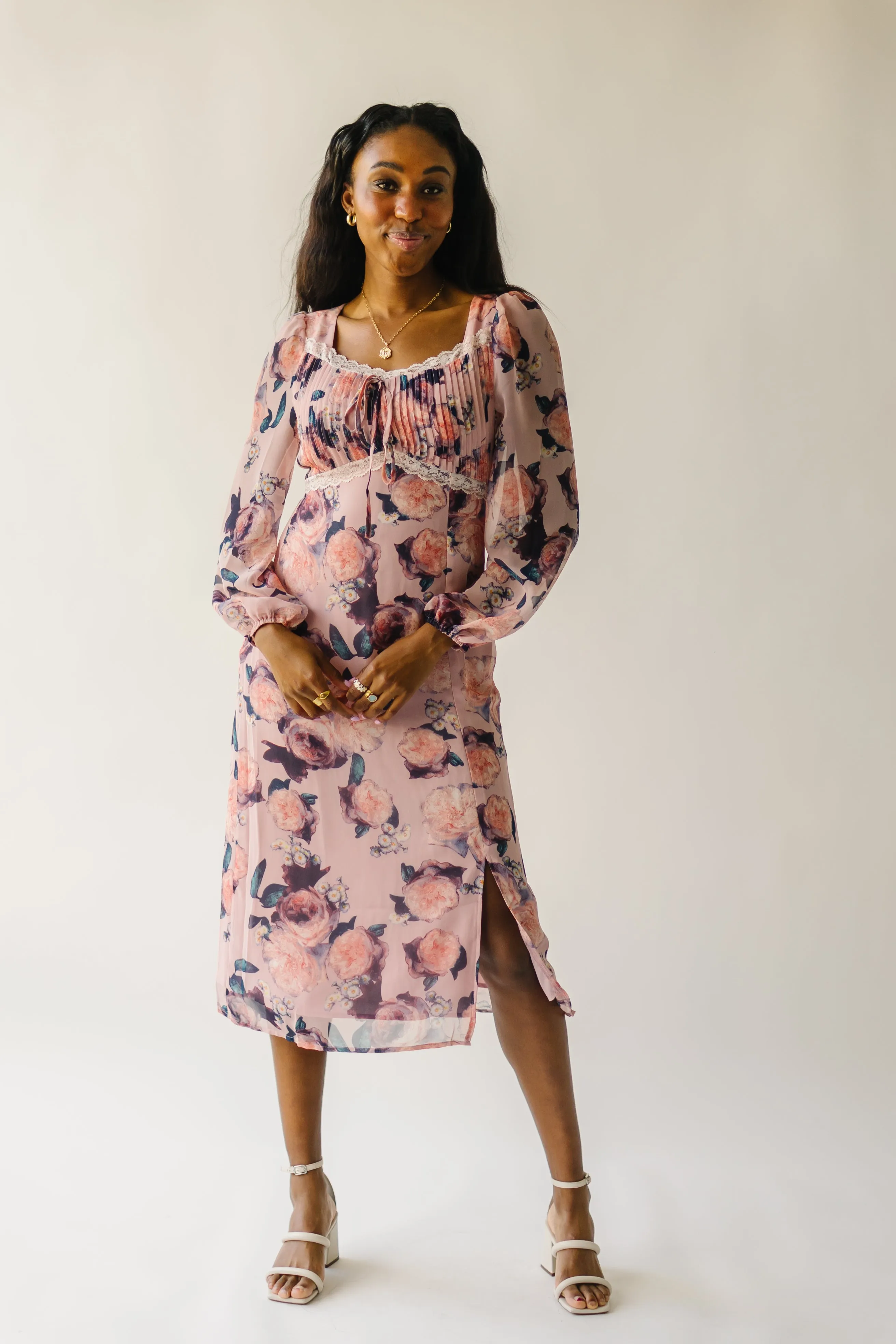 The Vienna Floral Patterned Dress in Rose