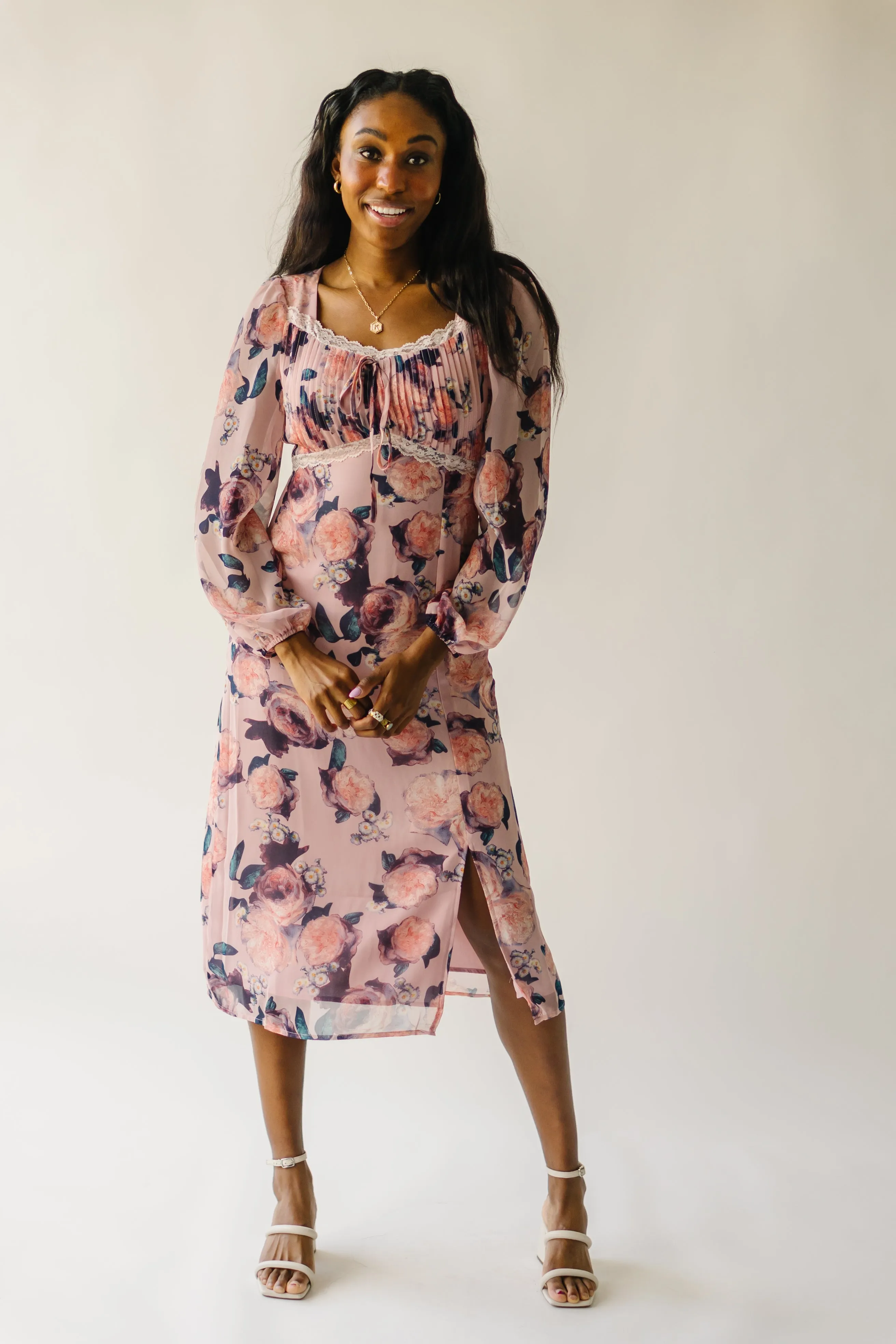 The Vienna Floral Patterned Dress in Rose