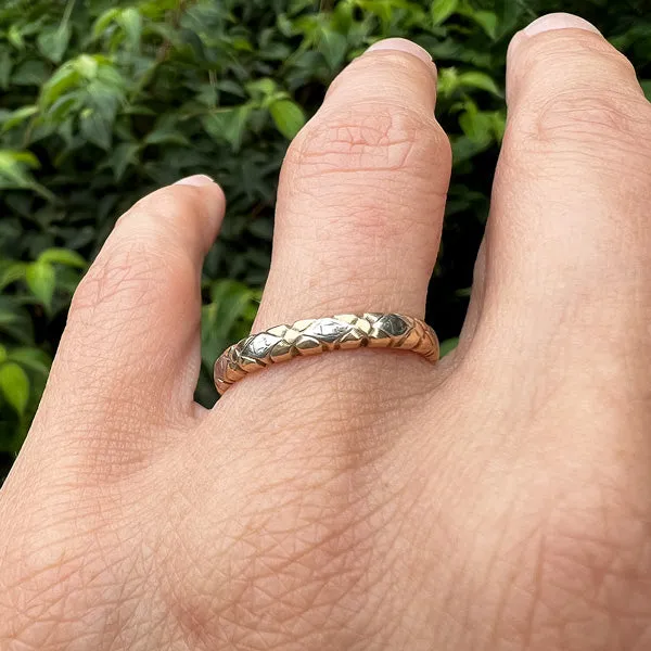 Vintage Patterned Wedding Band Ring