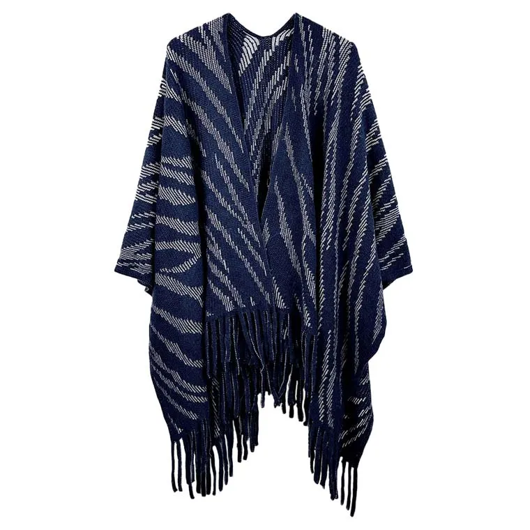 Zebra Patterned Crochet Poncho