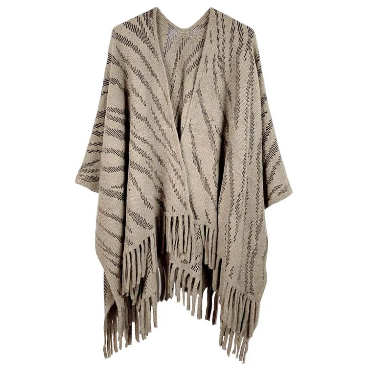 Zebra Patterned Crochet Poncho